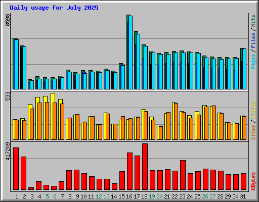 Daily usage for July 2025